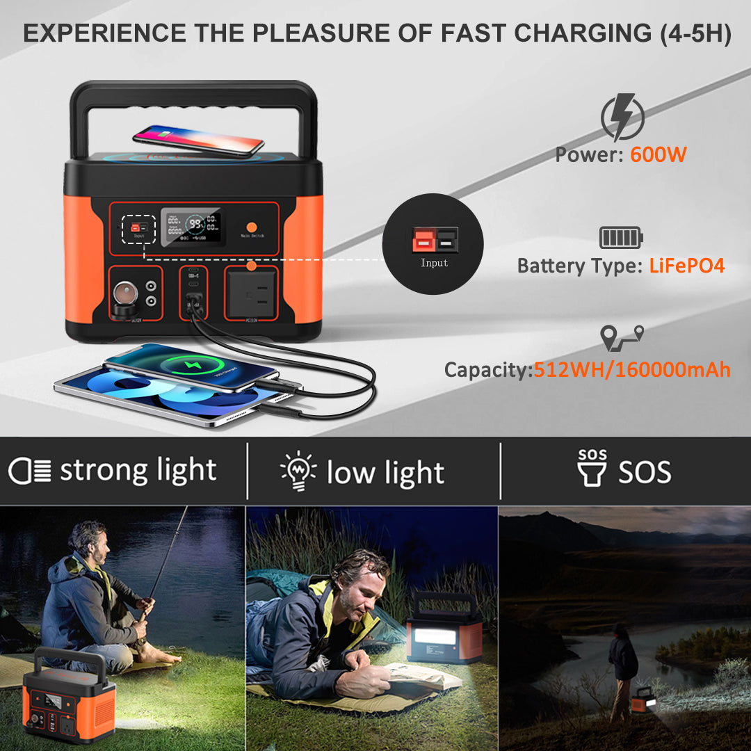 Tiexei power , 512WH Battery, 160000mAh Battery , LiFePO4 Battery, 600W Power , 600W Battery, Battery 600W , Power 600W， 1200W Power, Power 1200W ，fast charging Battery， mobile power, portable power station, home generator , generator ， power station outdoor, power station , LiFePO4, home backup power , Portable Power Station 600W, 512Wh Generator